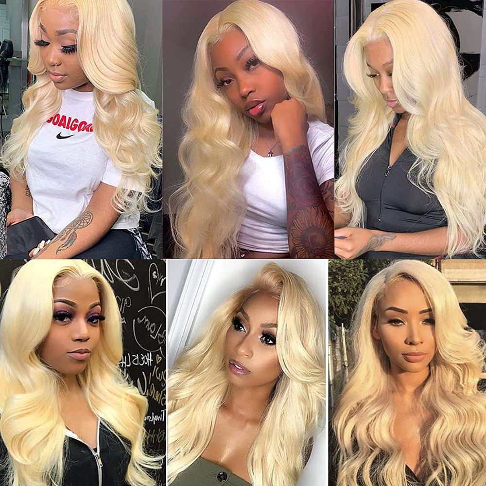 613 Lace Front Wig Human Hair Body Wave Wigs for Women 13x4 Virgin Blonde Lace Frontal Human Hair Wig Pre Plucked with Baby Hair