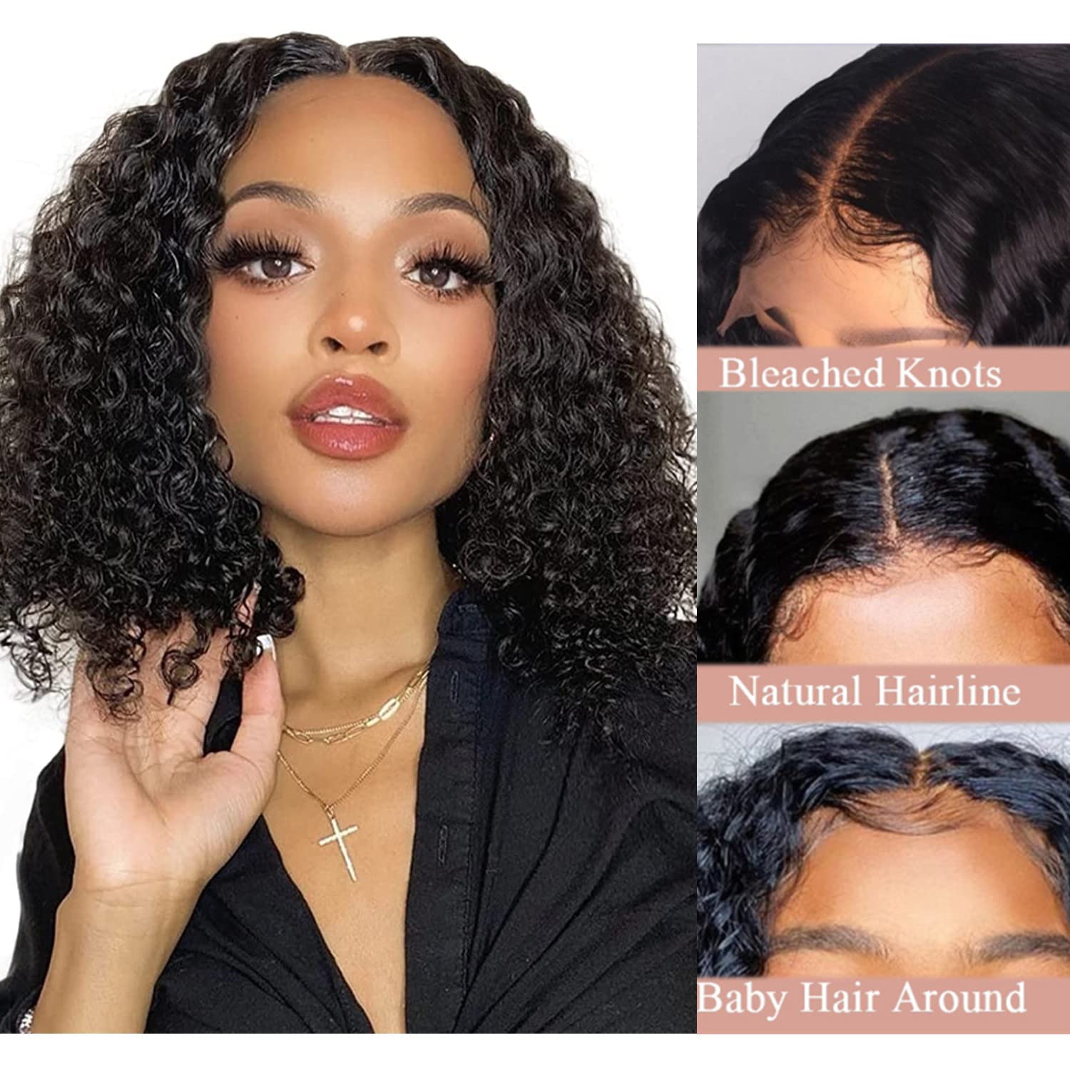 Hot Selling Kinky Curly Human Hair Bob Wig 4x4 Lace Closure Wig/ 13x4 Lace Front Wig