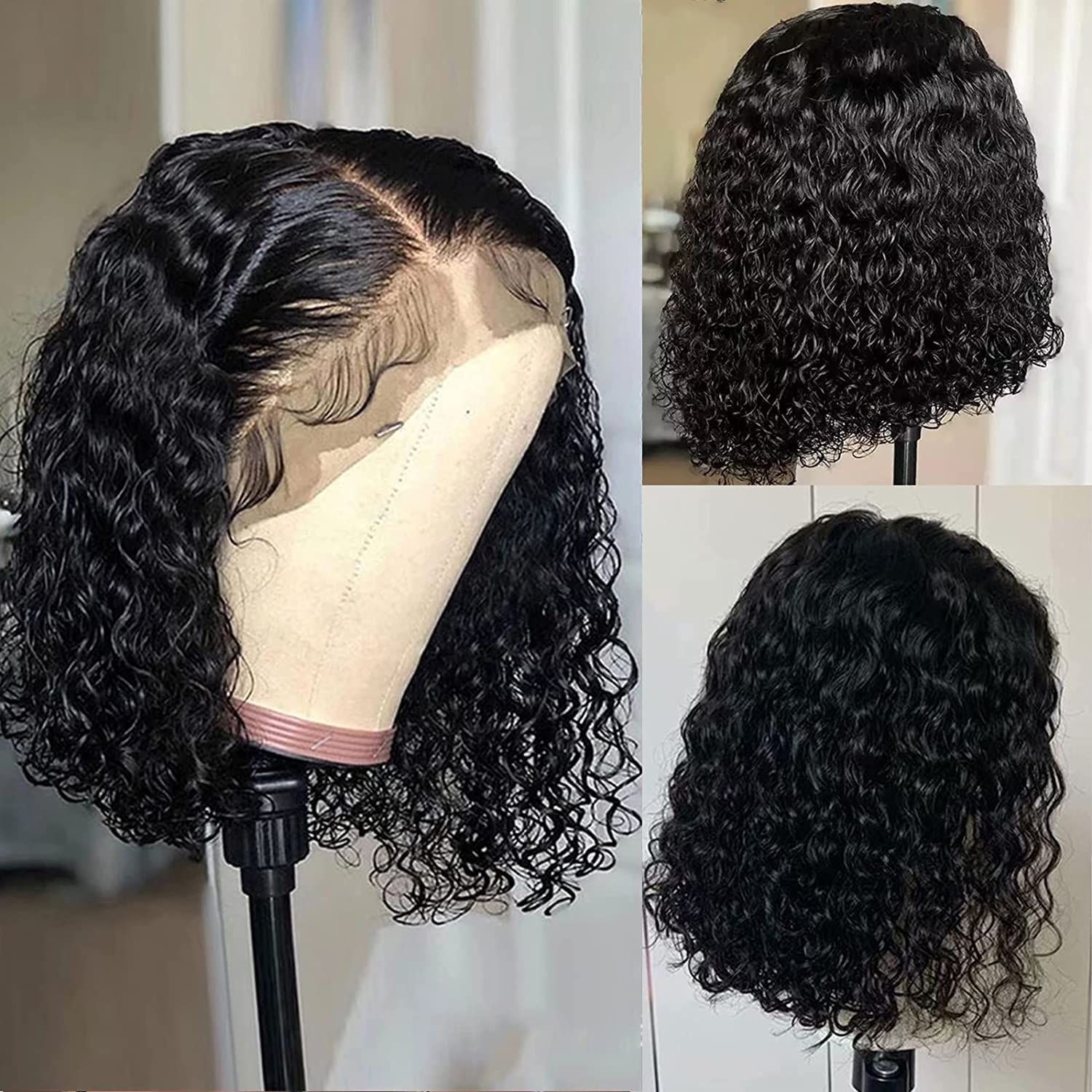 Hot Selling Kinky Curly Human Hair Bob Wig 4x4 Lace Closure Wig/ 13x4 Lace Front Wig