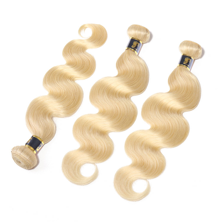 613 Blonde Bundles with 4x4 Closure Brazilian Body Wave 3 Bundles with Closure Blonde Human Hair Bundles with Closure