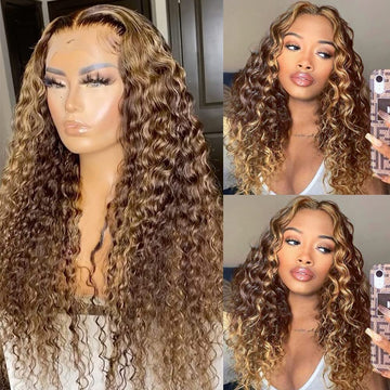 Gorgeous Highlight Color Deep Wave Human Hair 13x4 Lace Front Wig