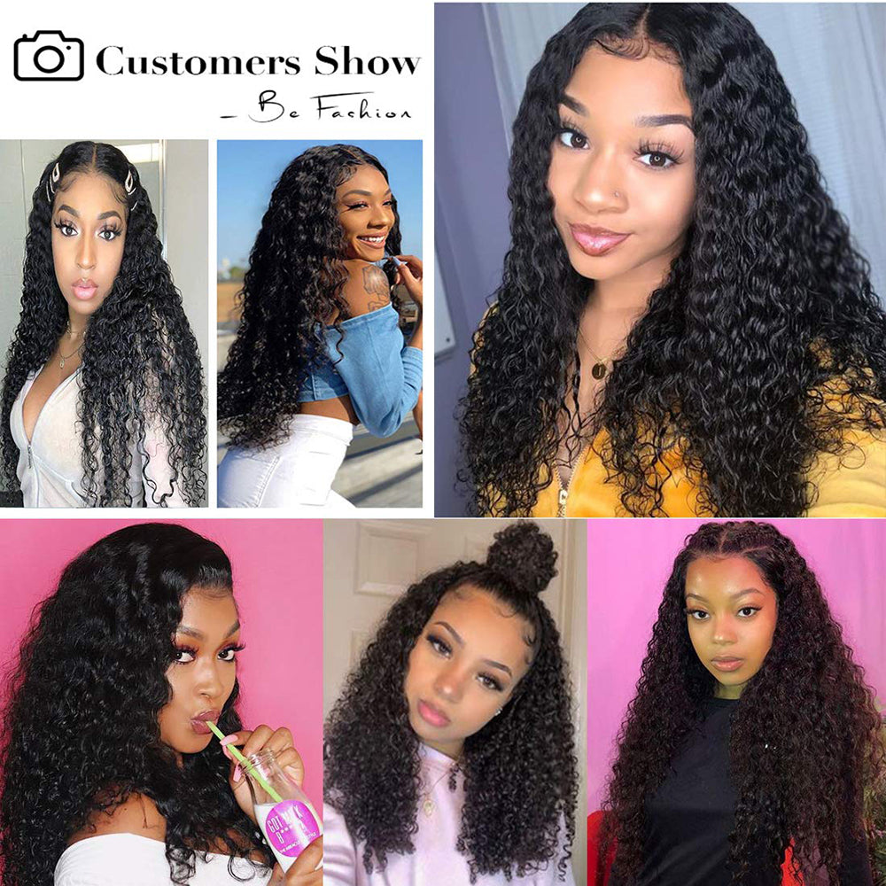 Clearance Sales Synthetic Hair 13x4 Front Lace Wigs Deep Wave PrePlucked Deep Curly Wigs