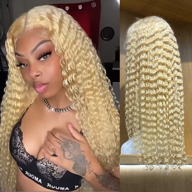 #613 Blonde Deep Wave Lace Wigs 13x4 Virgin Human Hair Wigs