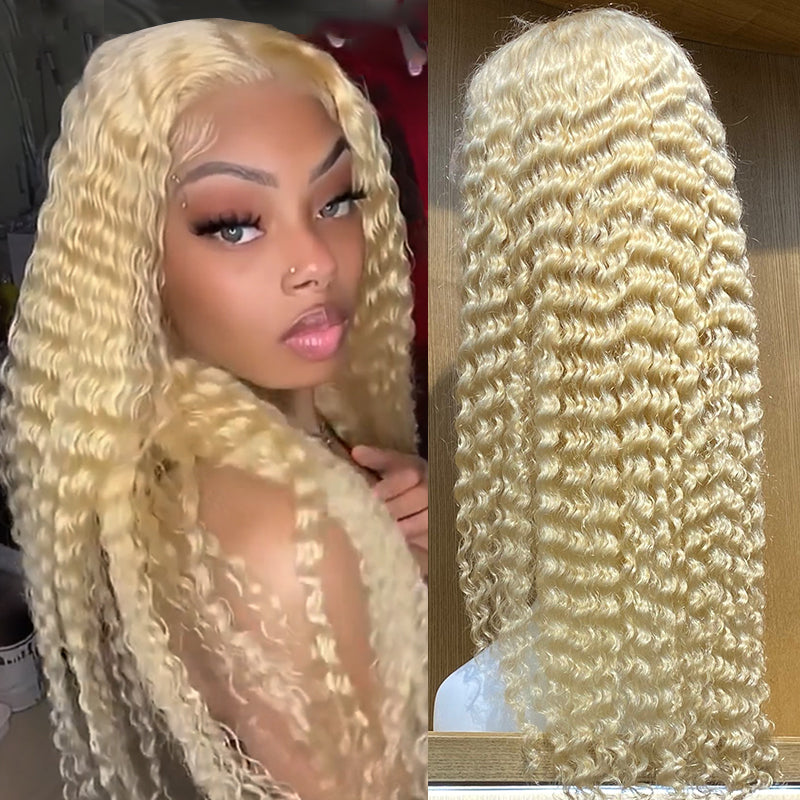 #613 Blonde Deep Wave Lace Wigs 13x4 Virgin Human Hair Wigs