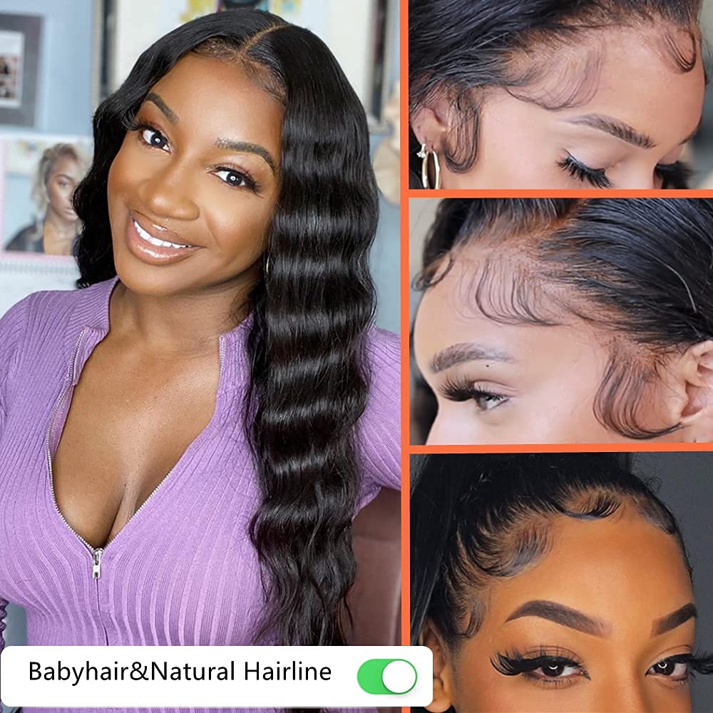 13x6 Loose Wave Lace Front Wigs Brazilian Curly Human Hair Lace Frontal Wig Glueless Heat Resistant with Natural Hairline for Black Women