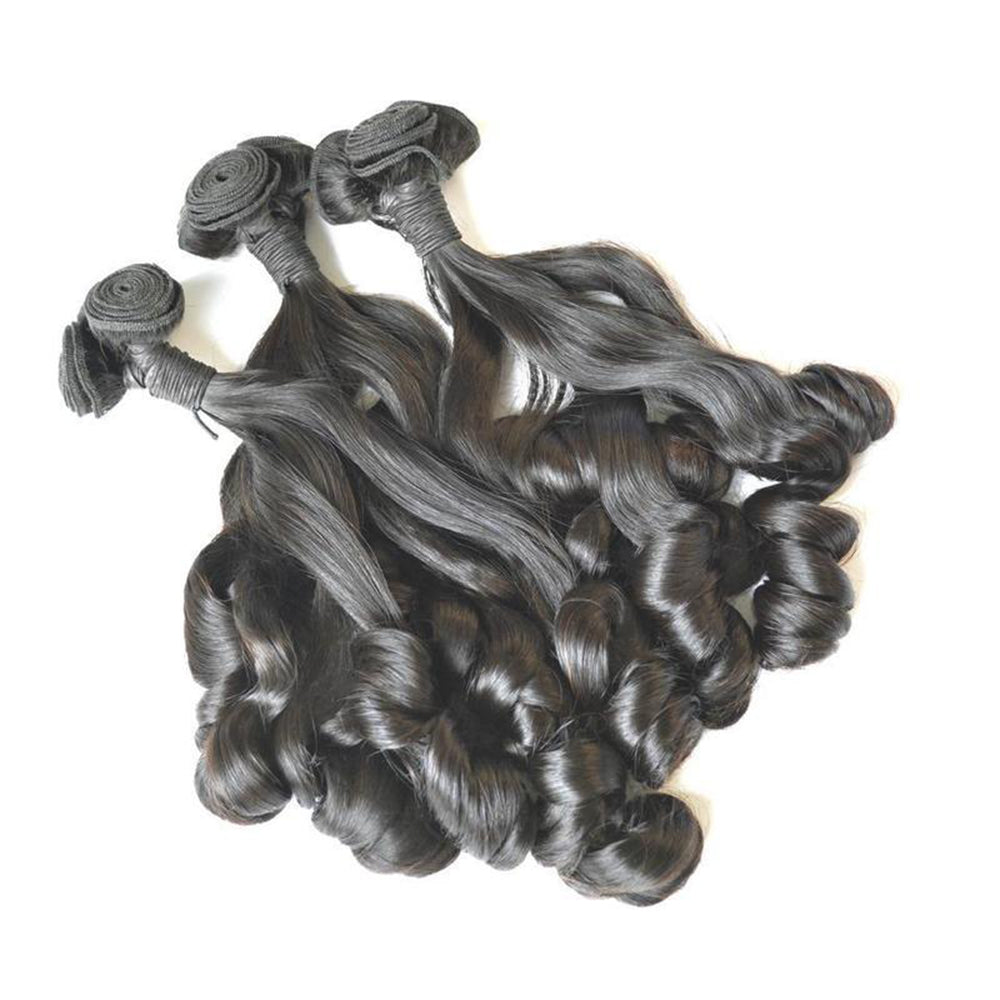 Funmi 3in1 Spring Curly 3 Bundles Natural Black Color 100% Human Hair Weaves Fumi Hair Bouncy Curl Bundle