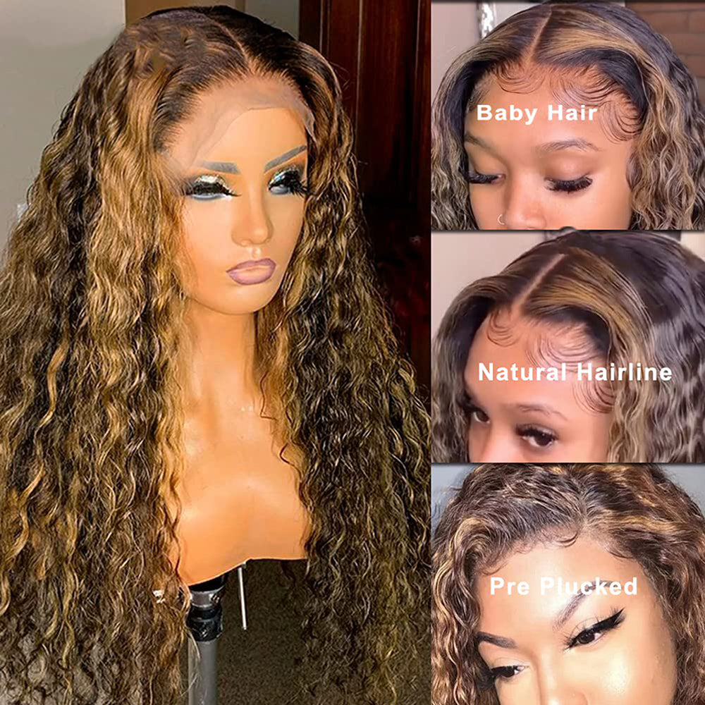 13x4 Loose Deep Highlight Human Hair Wigs Highlighted 180% Density P4/27 Lace Frontal Wig for Women