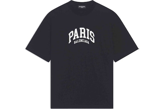 Balenciaga Mens Cities Paris Medium Fit T-shirt Black