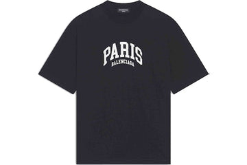 Balenciaga Mens Cities Paris Medium Fit T-shirt Black