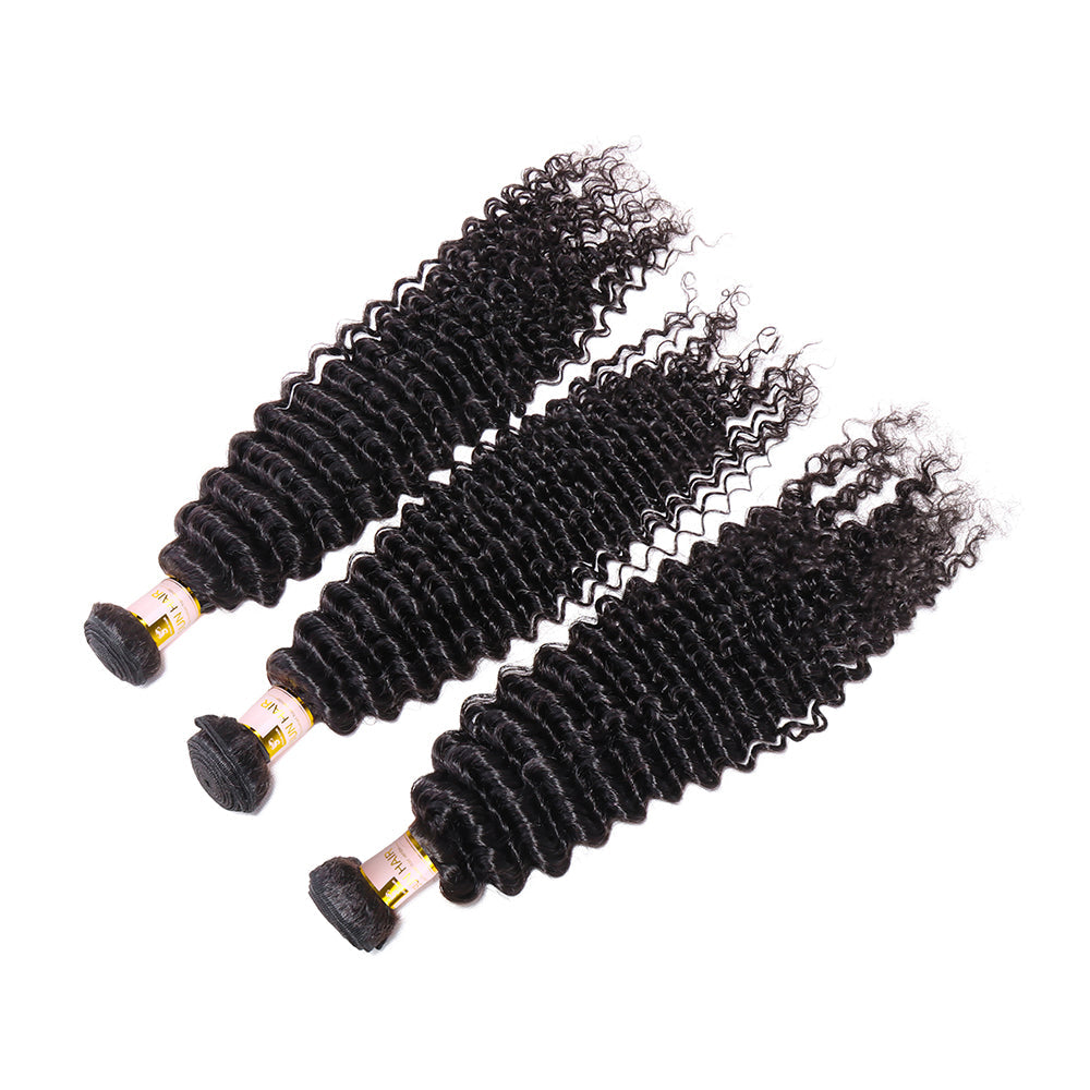 3 Bundles Deep Curly Virgin Hair 100% Human Hair Weave deep wave Free Shipping