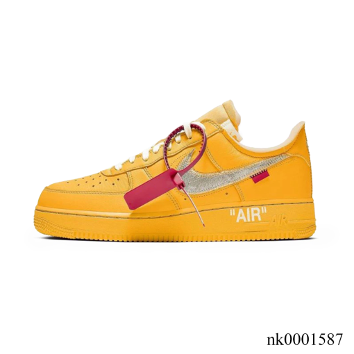 AIR FORCE 1 LOW OFF-WHITE UNIVERSITY GOLD METALLIC SILVER SHOES SNEAKERS