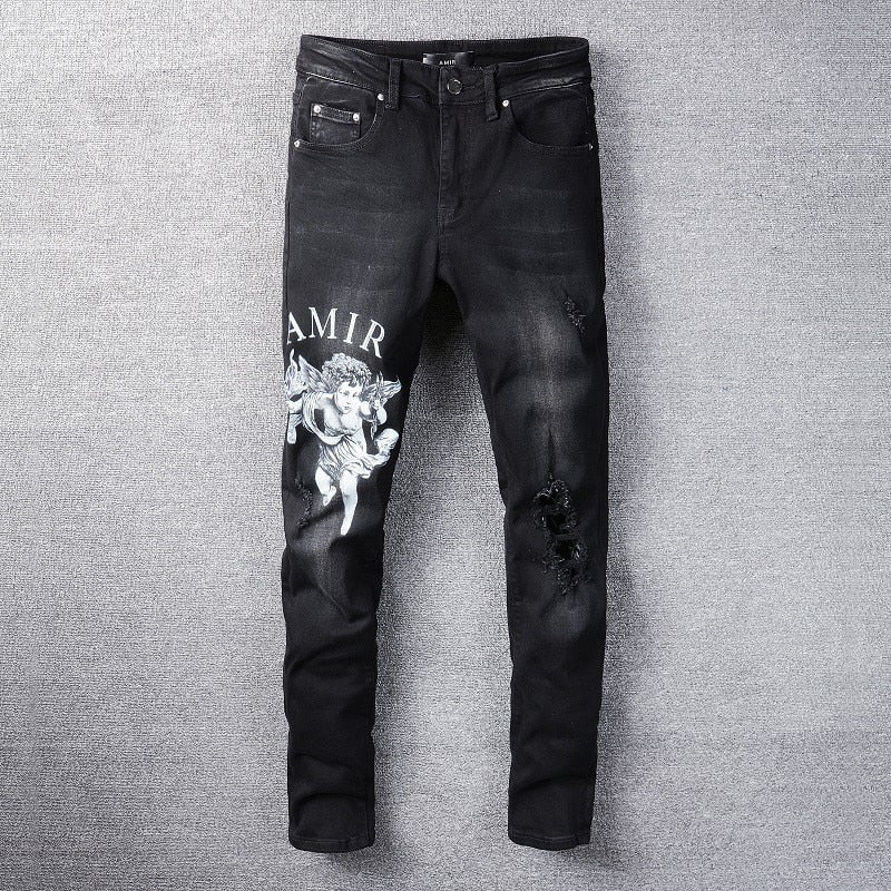 AMIRI - JEANS Black Letter Angel Printing